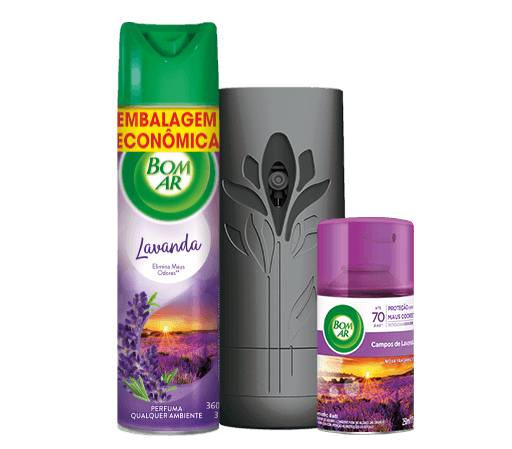 Produtos Bom Ar® com fragrância de lavanda